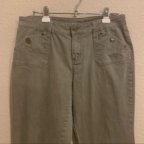Gitano Drab Green Jeans Size 10 Military Stretch Button Pocket GUC - Picture 3 of 8